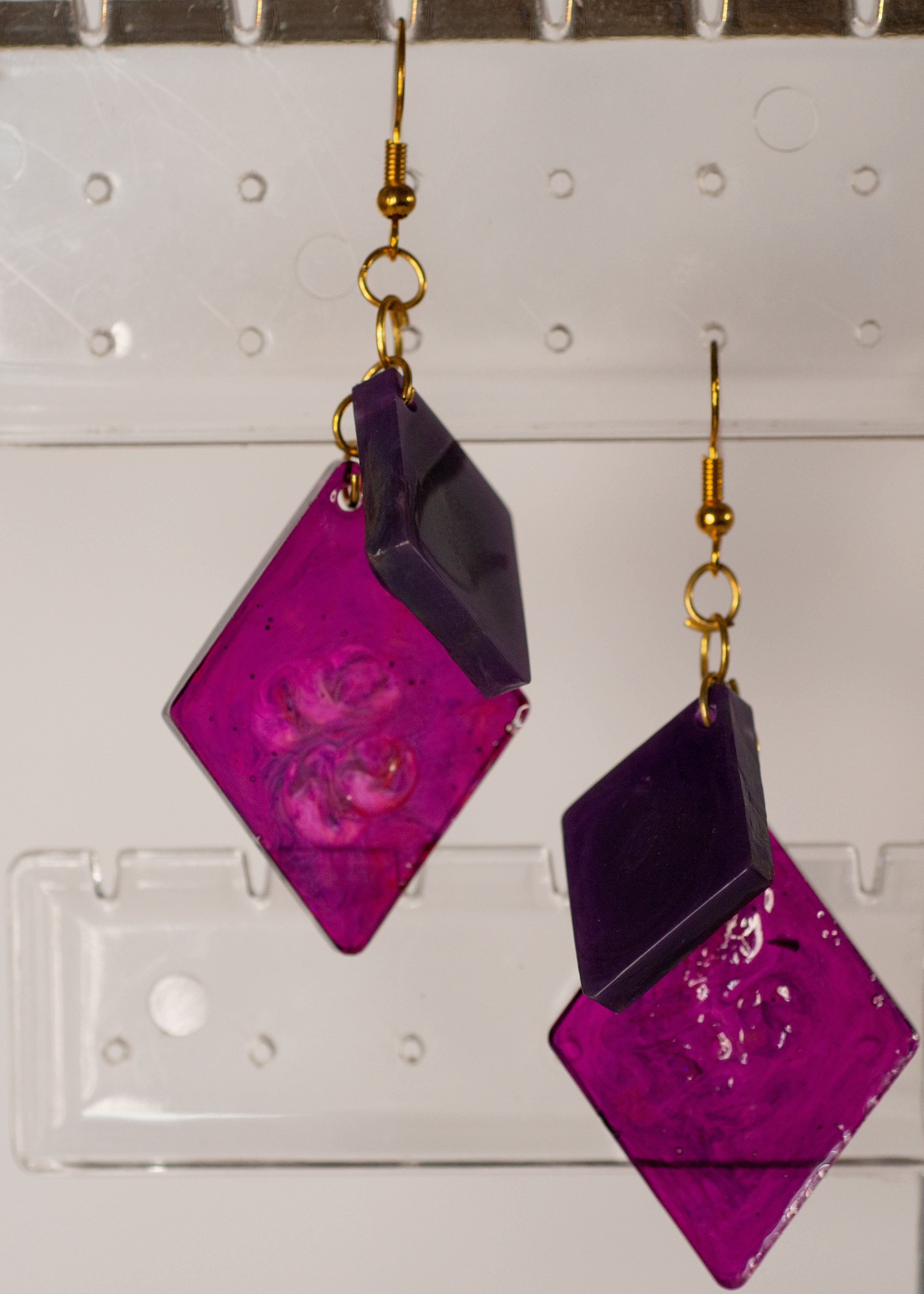 Violet Diamond Resin Earrings