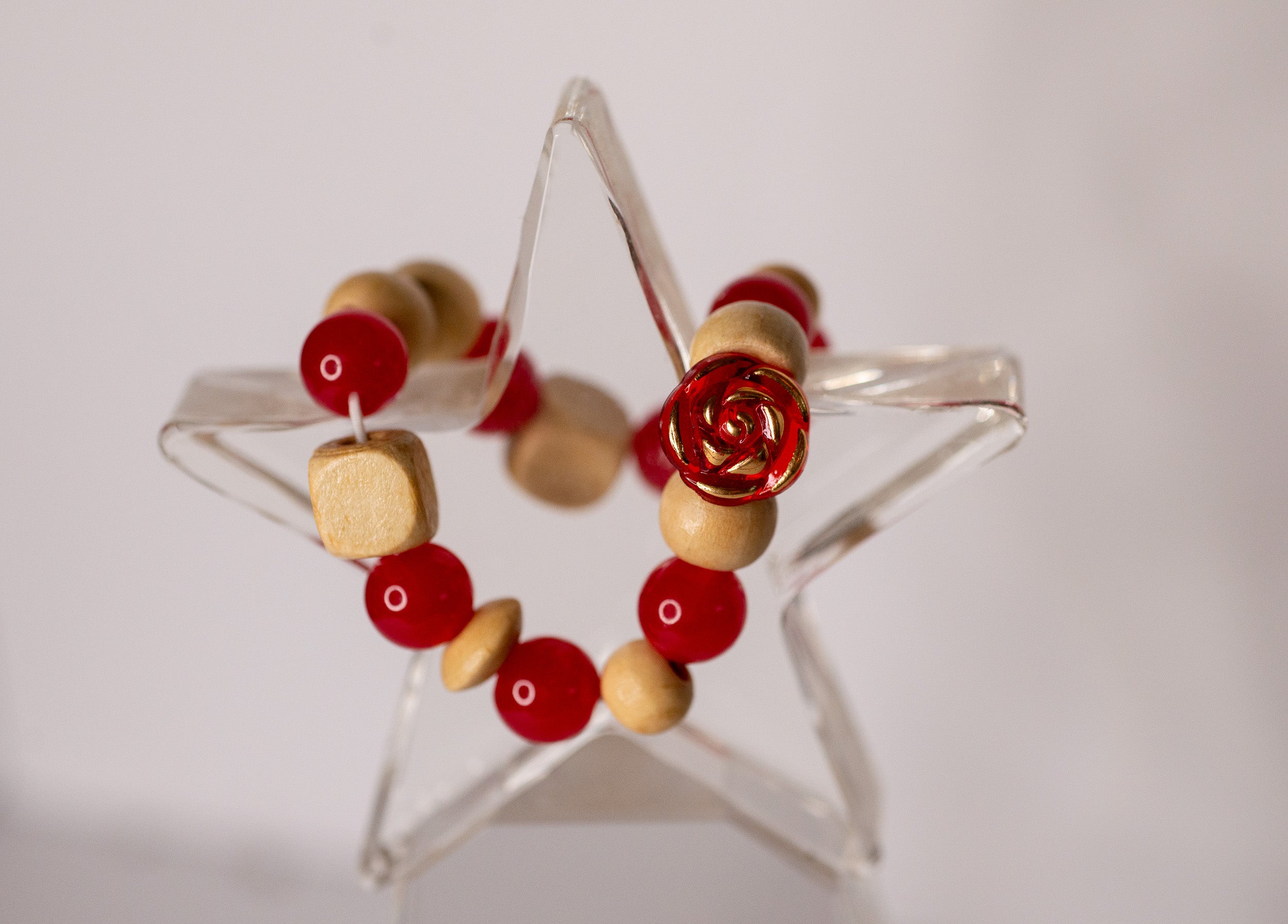 Red Rose Wood Bracelet