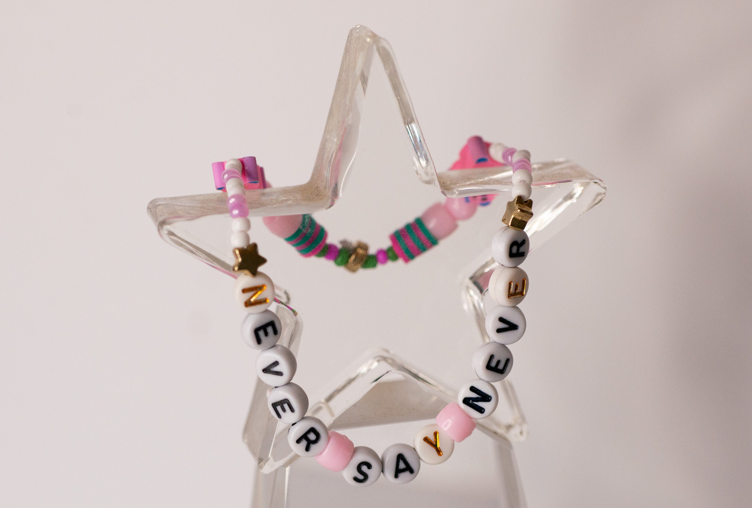 NEVER SAY NEVER Mixed Bead Bracelet