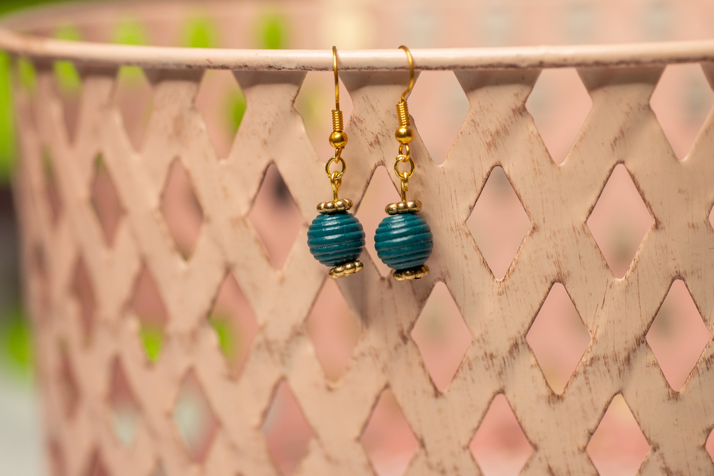 Textured Green Drop Earrings