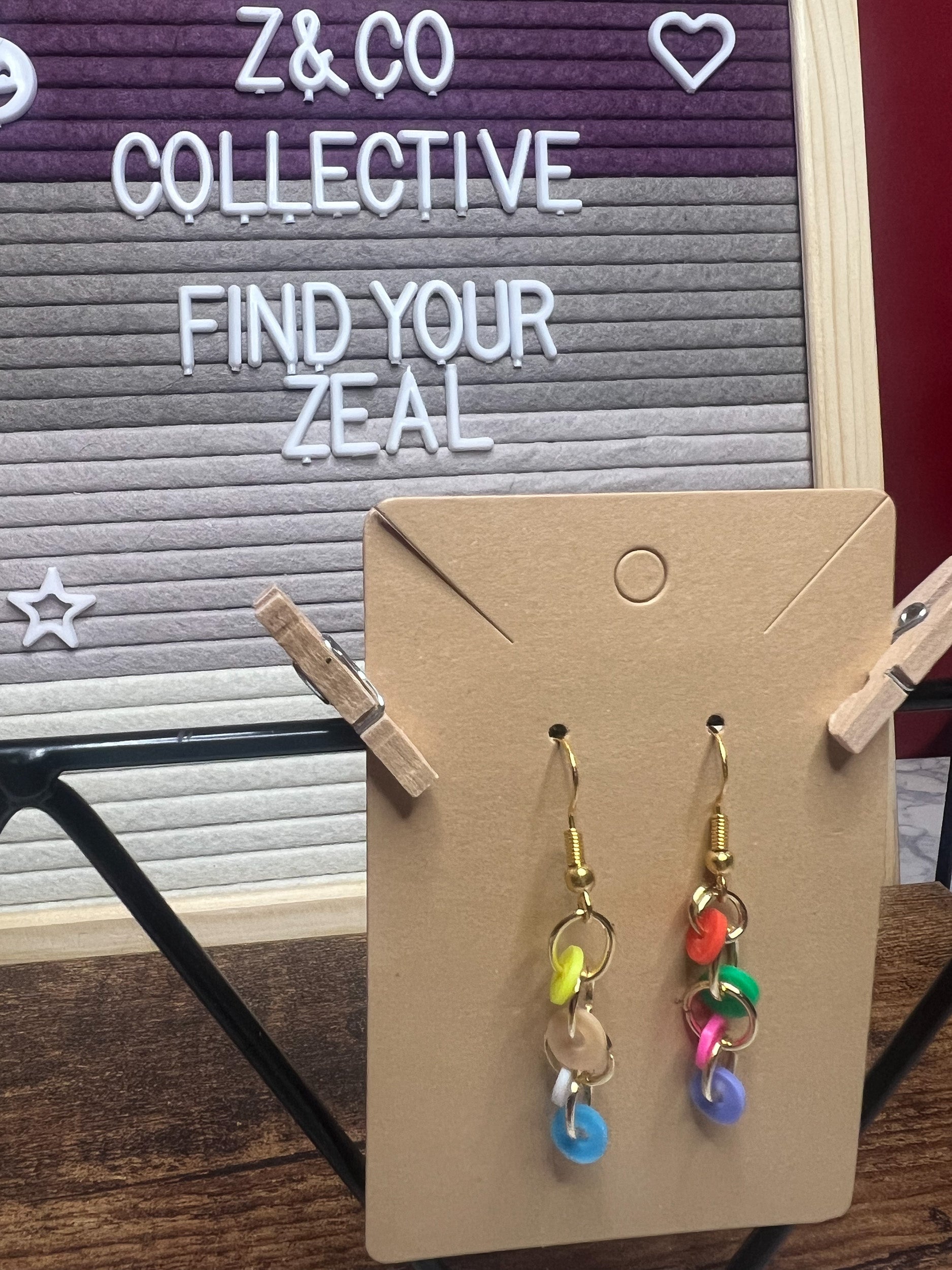 Rainbow Linked Mini Dangle Earrings