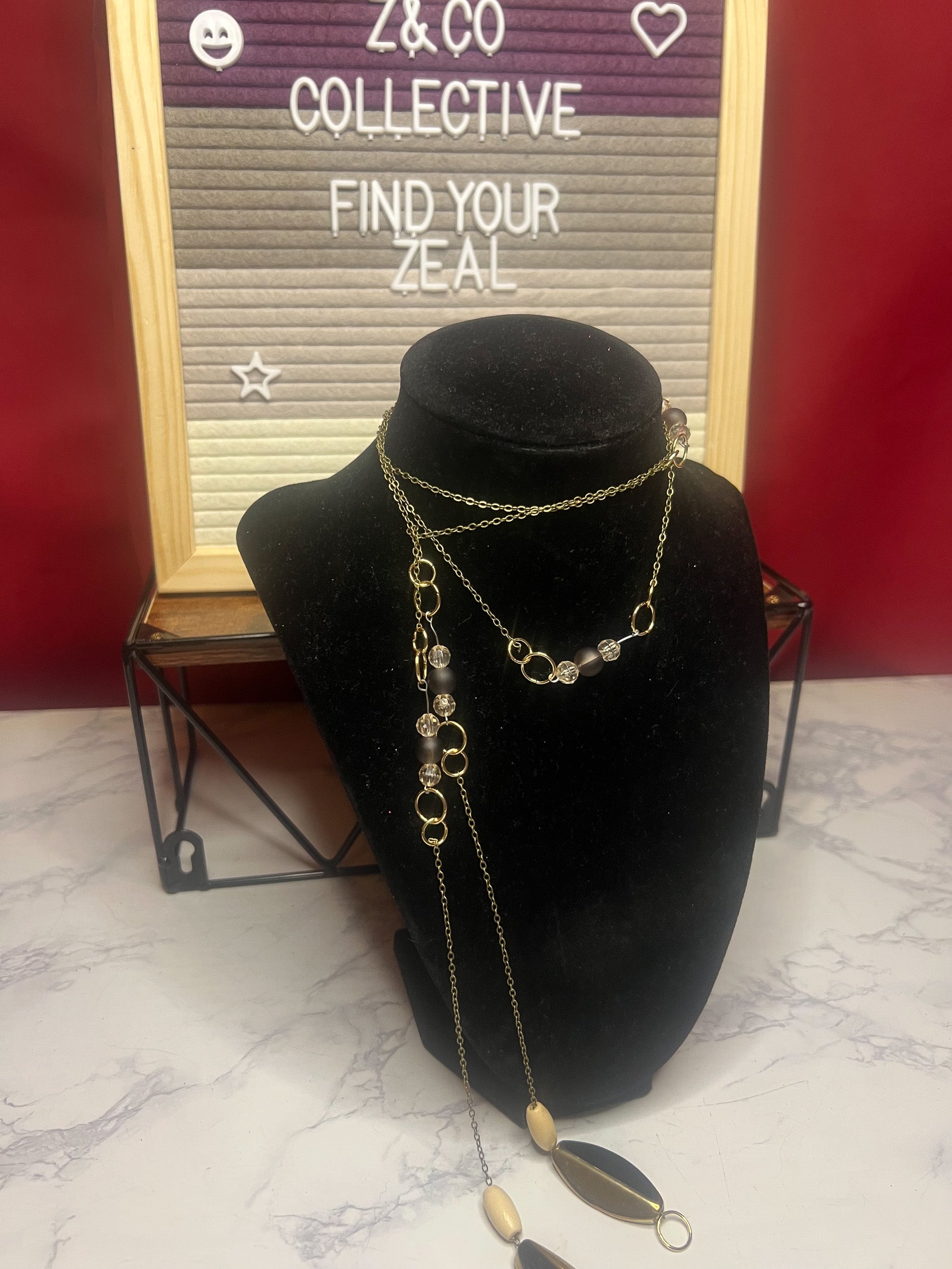 Gold & Glass Multi-Wear Lariat Necklace