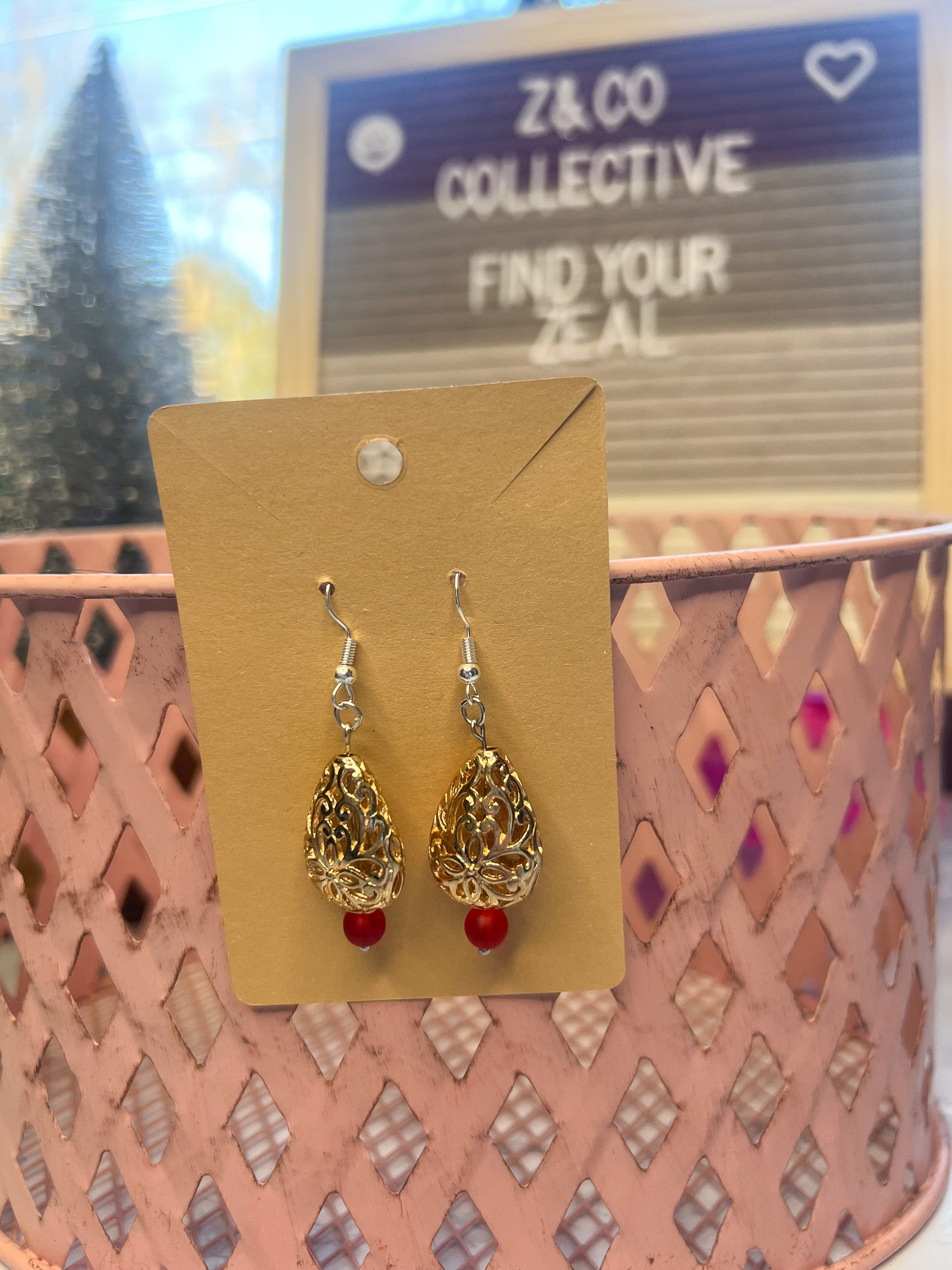 Crimson Glow Drop Earrings