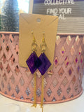 Violet Resin and Chain Earrings