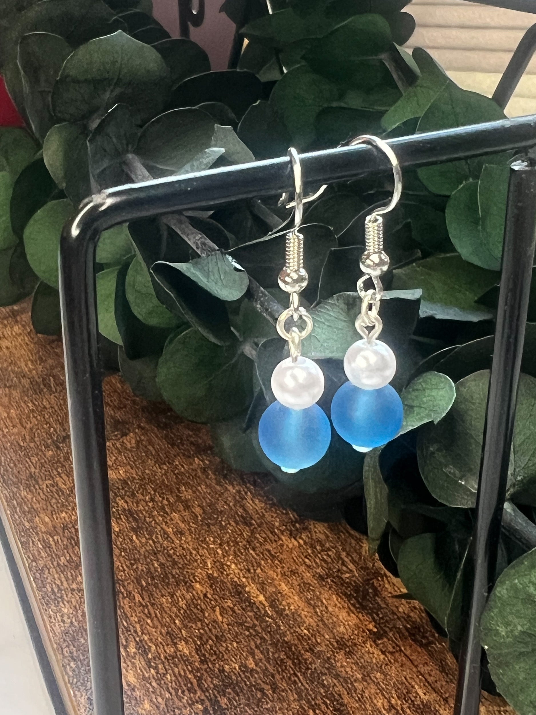 Blue & Pearl Earrings