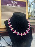 Pink Cluster Bead Necklace