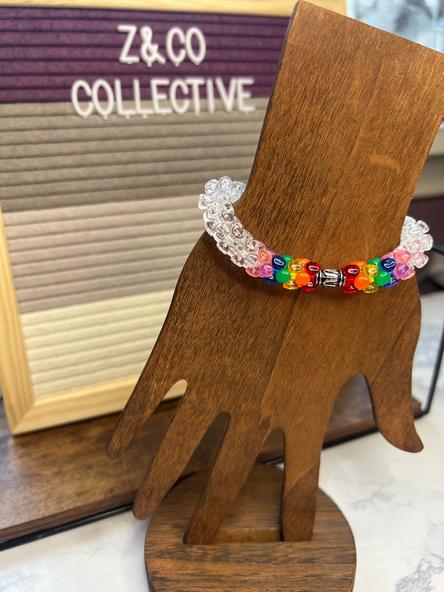 Rainbow and Clear Cluster Bracelet