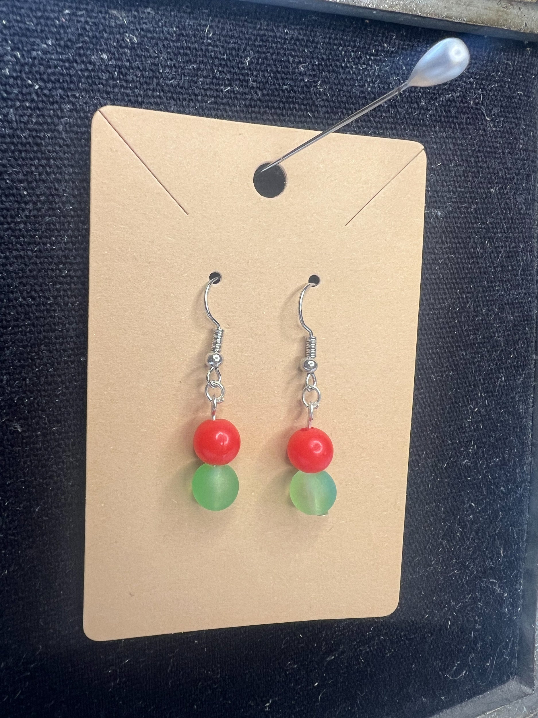 Red & Green Dangle Earrings